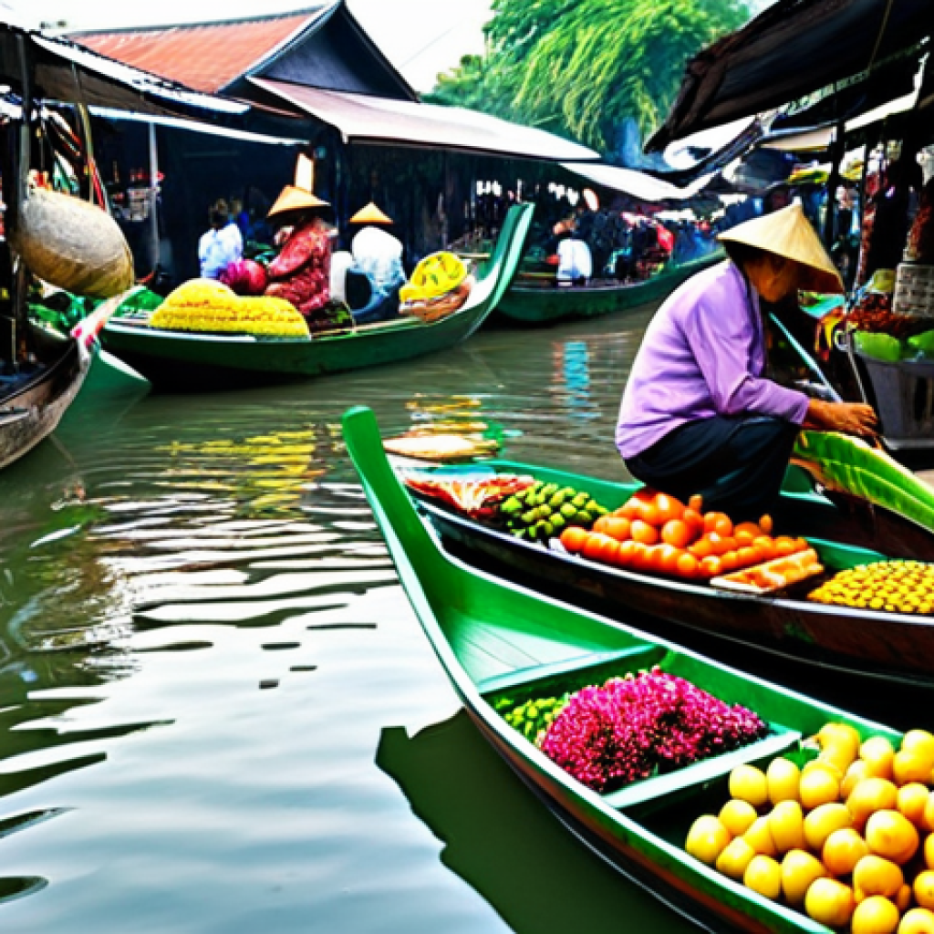 물류기술사 취득 후 실무 적용 사례 - **Floating Market Scene:** "A vibrant scene at Damnoen Saduak Floating Market in Thailand. Longtail ...