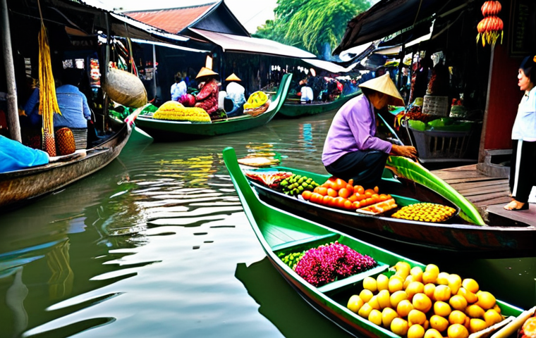물류기술사 취득 후 실무 적용 사례 - **Floating Market Scene:** "A vibrant scene at Damnoen Saduak Floating Market in Thailand. Longtail ...