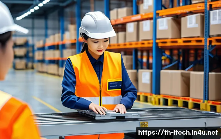 물류기술사와 물류관리사 차이점 - A hyper-realistic, high-angle shot of a cutting-edge, automated logistics warehouse in Thailand duri...