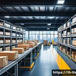 Home 20 물류기술사 자격증과 신기술 도입 사례 - A modern logistics warehouse in Bangkok featuring advanced automation technology: robotic arms effic...