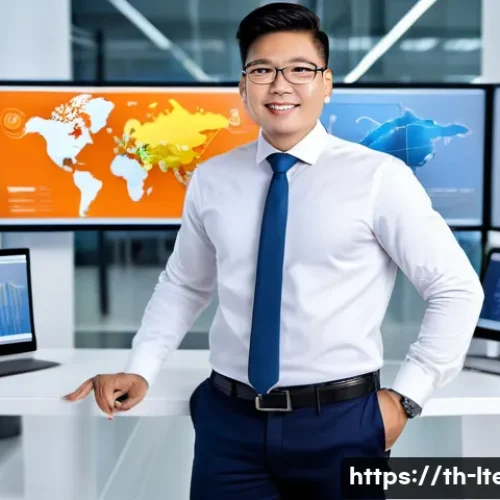 Home 31 물류기술사 자격증 이직 성공 사례 - A professional Thai logistics manager confidently presenting a logistics technology certification in...