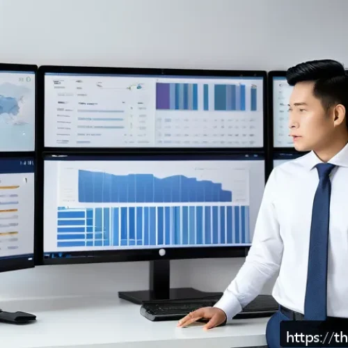 Home 30 물류기술사 자격증 취득 후 커리어패스 - A professional Southeast Asian logistics manager in a modern office setting, confidently reviewing s...