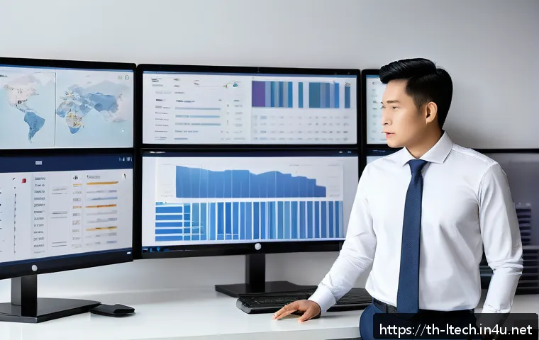 물류기술사 자격증 취득 후 커리어패스 - A professional Southeast Asian logistics manager in a modern office setting, confidently reviewing s...